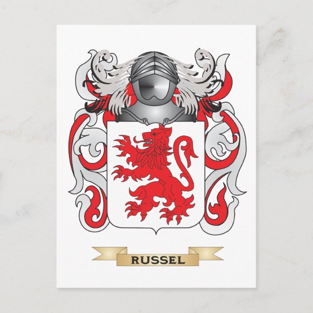 Russel Coat of Arms (Family Crest) Postcard (Front)