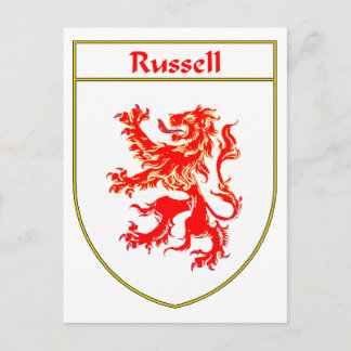 Russell Coat of Arms/Family Crest Postcard