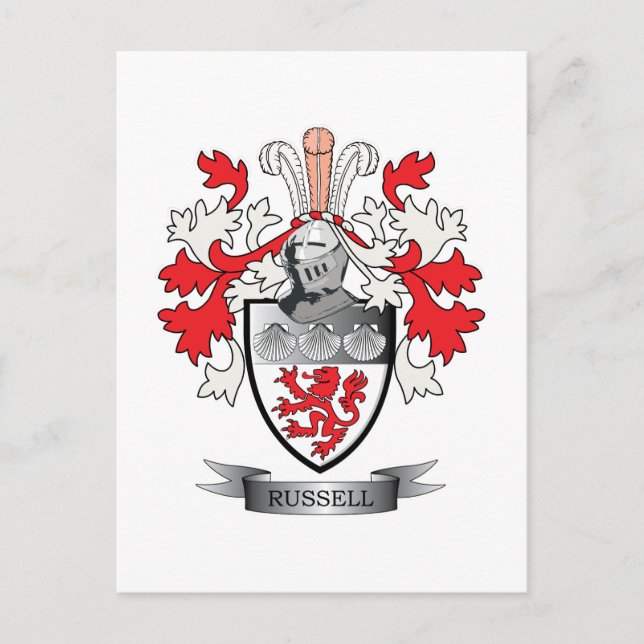 Russell Coat of Arms Postcard (Front)