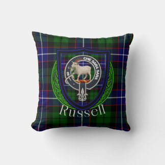 Russell Scottish Clan Tartan & Crest Cushion