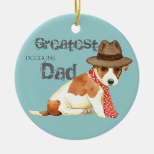 Russell Terrier Dad Ceramic Tree Decoration