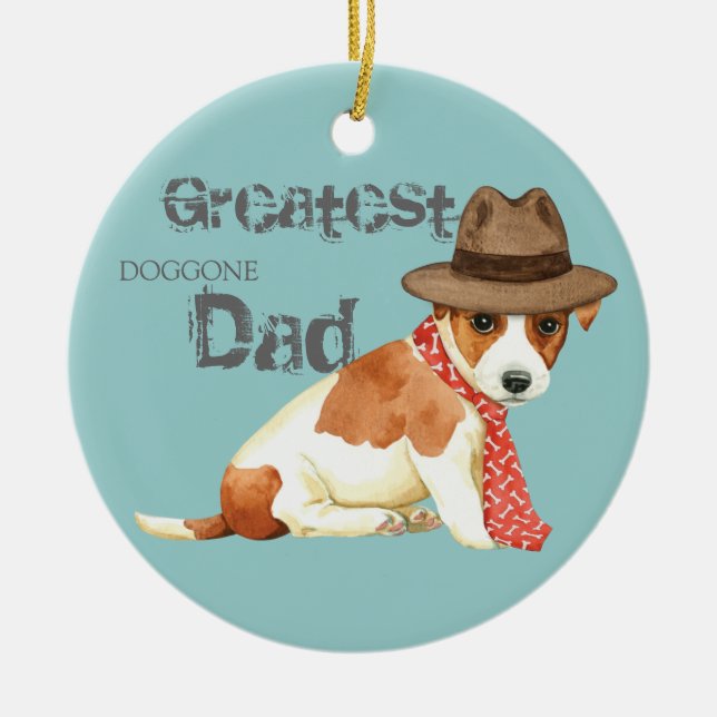 Russell Terrier Dad Ceramic Tree Decoration (Front)