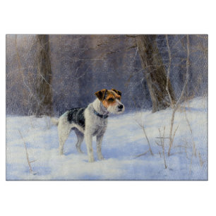 Russell Terrier Let It Snow Christmas Cutting Board