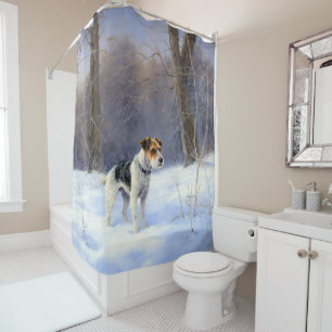 Russell Terrier Let It Snow Christmas Shower Curtain