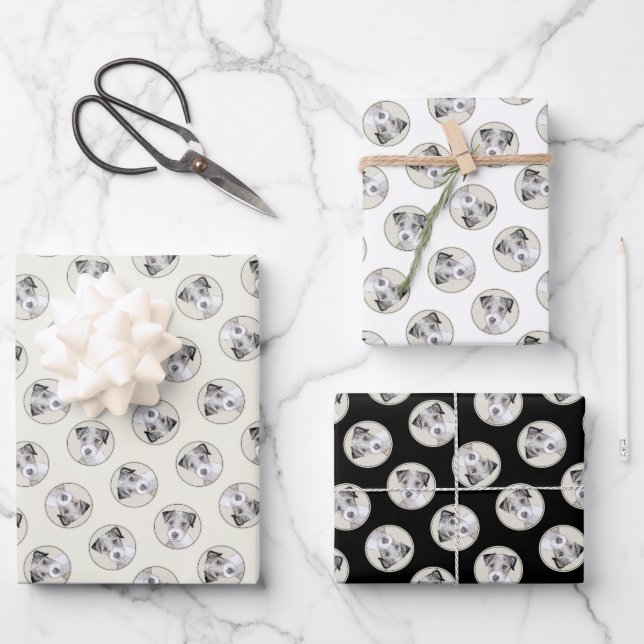 Russell Terrier Painting Rough Original Dog Art Wrapping Paper Sheet (Front)