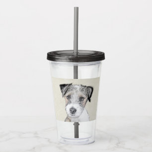 Russell Terrier Rough Painting - Original Dog Art Acrylic Tumbler
