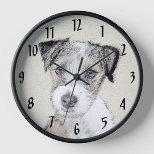 Russell Terrier Rough Painting - Original Dog Art Clock