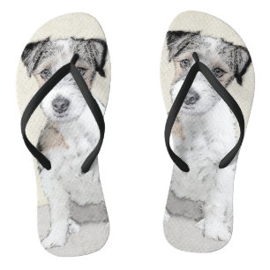 Russell Terrier Rough Painting - Original Dog Art Jandals
