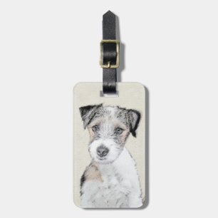 Russell Terrier Rough Painting - Original Dog Art Luggage Tag