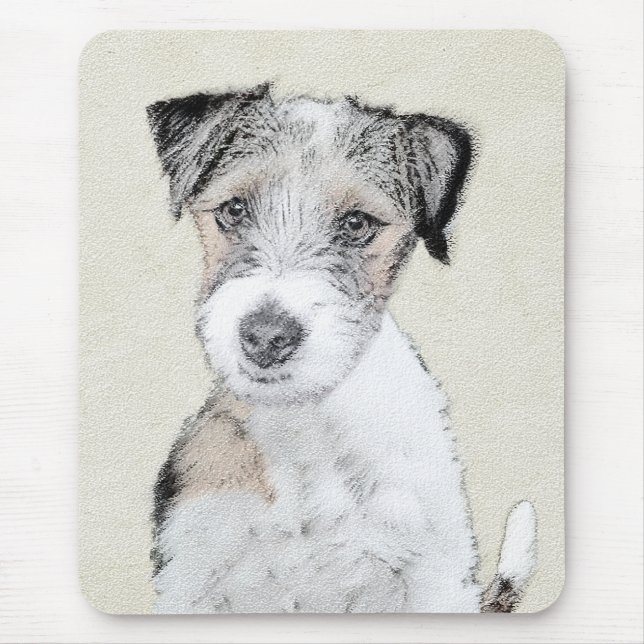 Russell Terrier Rough Painting - Original Dog Art Mouse Pad (Front)