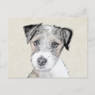 Russell Terrier Rough Painting - Original Dog Art Postcard