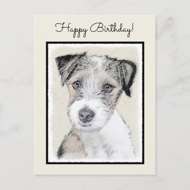 Russell Terrier Rough Painting - Original Dog Art Postcard (Front)