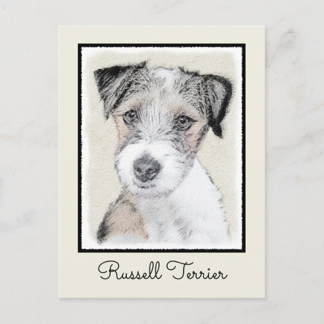 Russell Terrier Rough Painting - Original Dog Art Postcard (Front)