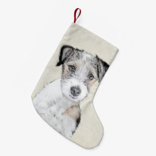 Russell Terrier Rough Painting - Original Dog Art Small Christmas Stocking