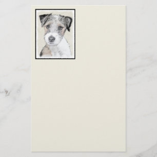 Russell Terrier Rough Painting - Original Dog Art Stationery