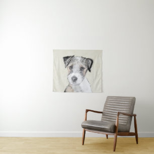 Russell Terrier Rough Painting - Original Dog Art Tapestry