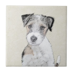 Russell Terrier Rough Painting - Original Dog Art Tile