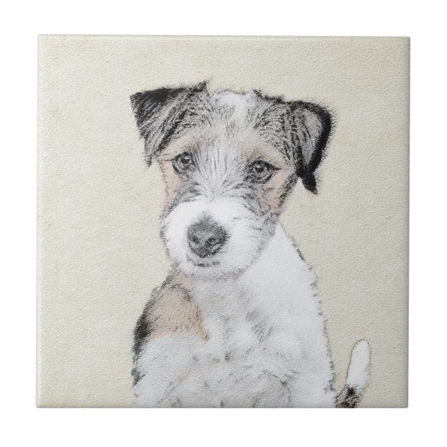 Russell Terrier Rough Painting - Original Dog Art Tile (Front)