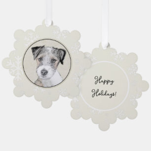 Russell Terrier Rough Painting - Original Dog Art Tree Decoration Card