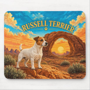 Russell Terrier, Sandstone Arch Vintage Watercolor Mouse Pad