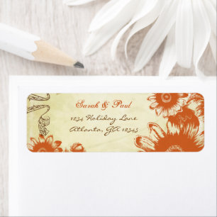 Russet Orange Vintage Flower Return Address