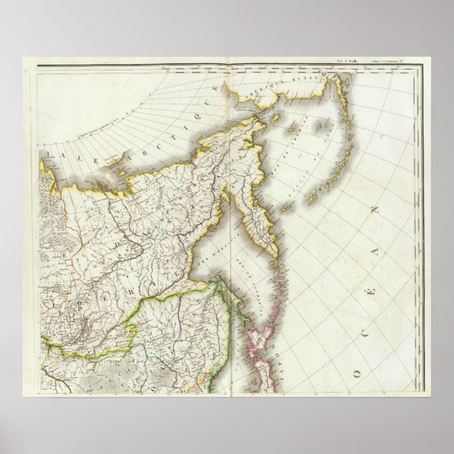 Russia and Asia Engraved Map Poster (Front)