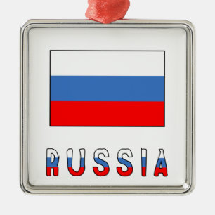 Russia and Russian Flag Metal Tree Decoration