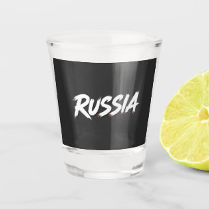 Russia Brush Flag Typography Design Shot Glass