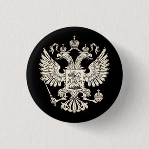Russia coat of arms - white version 3 cm round badge