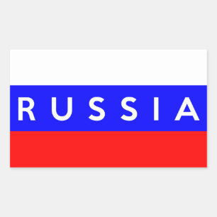 russia country flag symbol name text rectangular sticker