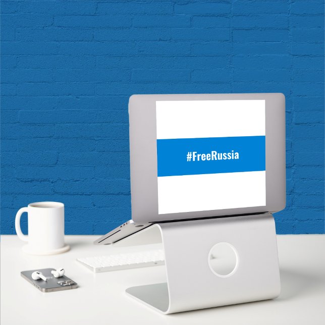 Russia Democratic English - White Blue White Flag (Russia Democratic English - White Blue White Flag Sticker by Social Observatory Shop)