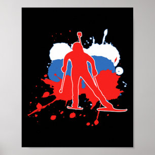 Russia Flag Biathlonist - Russian Biathlon 1  Poster