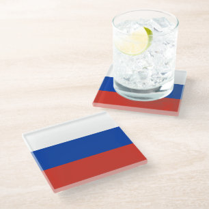 Russia flag glass coaster