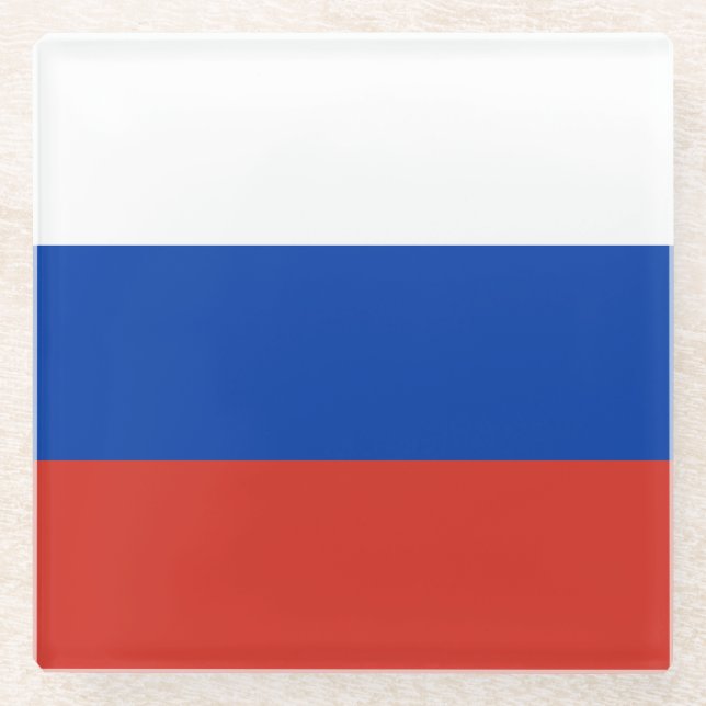 Russia Flag Glass Coaster (Front)
