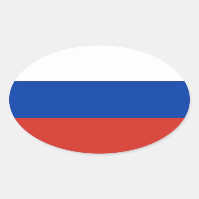 Russia flag / Red White Blue Oval Sticker (Front)