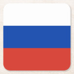 Russia Flag Square Paper Coaster<br><div class="desc">Patriotic flag of Russia.</div>