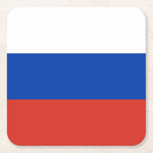 Russia Flag Square Paper Coaster