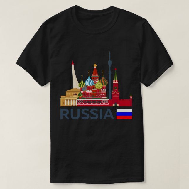 Russia, Moscow skyline. Kremlin Sticker T-Shirt (Design Front)