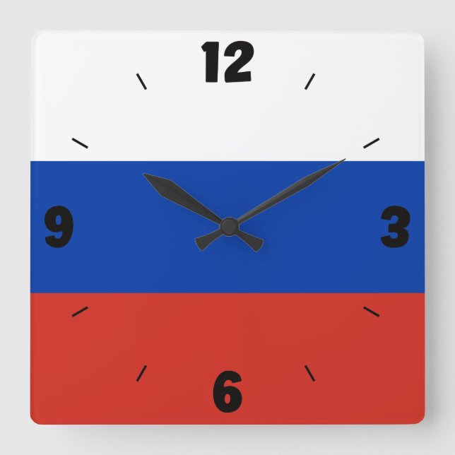 Russia National Flag Patriotic Square Wall Clock (Front)