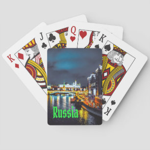 Russia or Russian Federation Moscow At Night Playing Cards