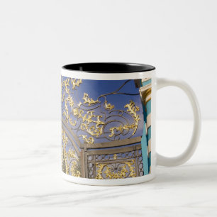 Russia, Pushkin. Gate detail and support towers Two-Tone Coffee Mug