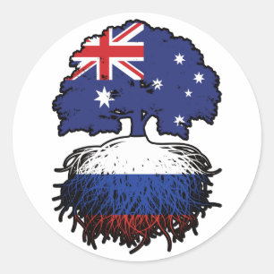Russia Russian Australian Australia Tree Roots Classic Round Sticker