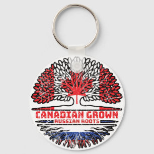 Russia Russian Canadian Canada Tree Roots Flag Key Ring