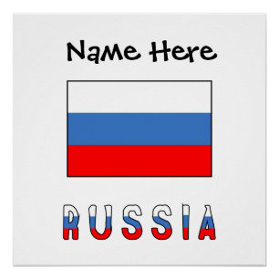 Russia Russian Flag Black Personalisation Poster