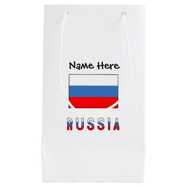Russia Russian Flag Black Personalisation  Small Gift Bag (Front)