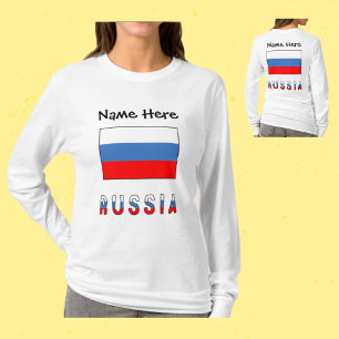 Russia Russian Flag Black Personalisation  T-Shirt