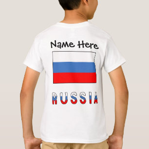 Russia Russian Flag Black Personalisation T-Shirt
