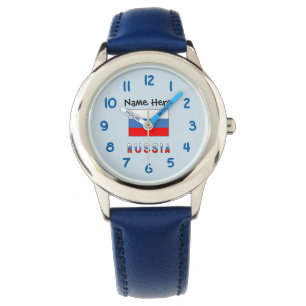 Russia Russian Flag Black Personalisation Watch