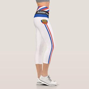 Russia & Russian Flag fashion, Fitness, Sports Capri Leggings