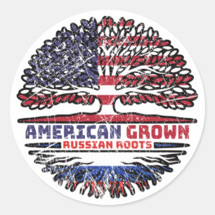 Russia Russian US American USA United States Tree Classic Round Sticker